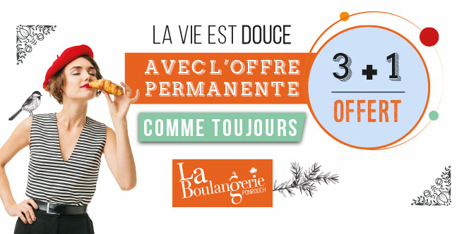 A la Boulangerie Ponrouch de Lattes, profitez des offres permanentes 3 + 1 pour une vie plus douce !