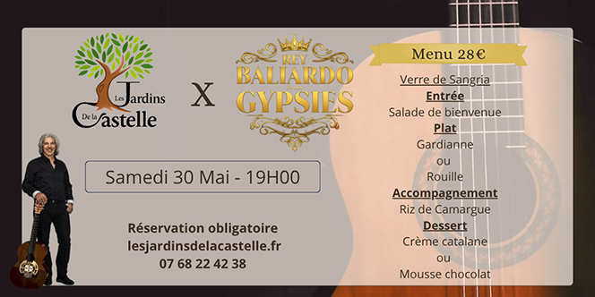 Les Jardins de la Castelle Montpellier • Dîner et Gypsy Live Samedi 30 mai