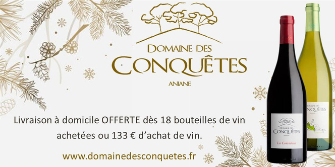 Domaine des Conquêtes à Aniane offre la livraison à domicile dès 18 bouteilles de vin achetées.