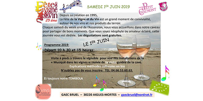 Fête de la Vigne et du Vin le samedi 1er juin 2019 au Domaine du Petit Chaumont