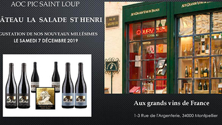 Château La Salade Saint Henri annonce une Dégustation de vins à Montpellier le samedi 7 décembre.
