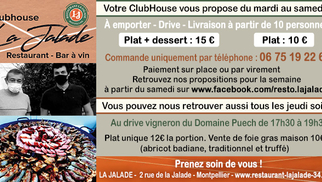 Restaurant La Jalade Montpellier propose un service de livraison et de plats à emporter
