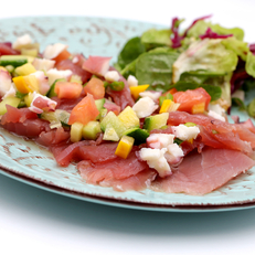 Grand carpaccio de thon sashimi - Assiette repas chez restaurant La Jalade Montpellier