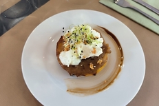 Les Jardins de la Castelle Montpellier •Cuisine faite maison • Ici tarte à l'oignon (® jardins de la castelle)