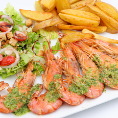 Gambas à la plancha - Le Virage Sud - Les Restaurants de Balaruc-les-Bains