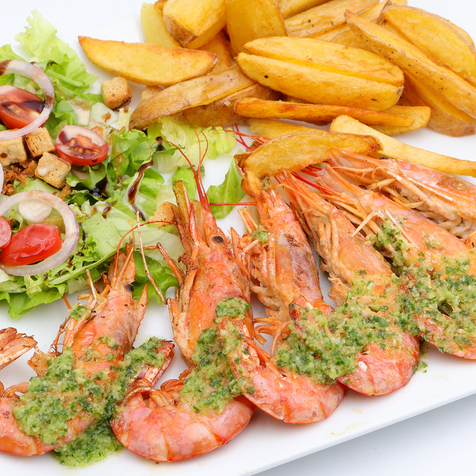 Gambas à la plancha - Le Virage Sud - Les Restaurants de Balaruc-les-Bains